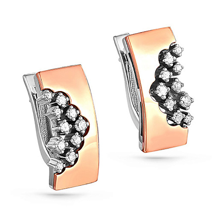 Серьги с английским замком из красного золота с бриллиантами