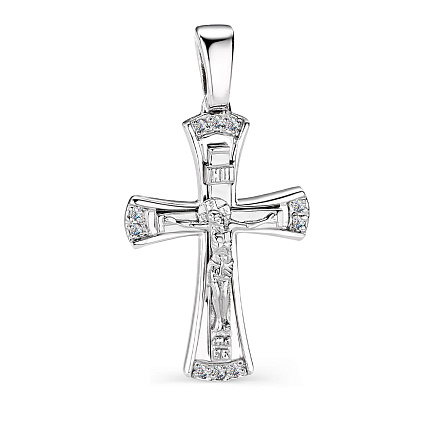 Крест из белого золота с бриллиантами
