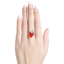 Кольцо из серебра с фианитом, эмалью