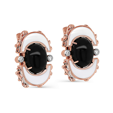 Серьги с английским замком из красного золота с бриллиантами