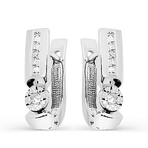 Серьги с английским замком из белого золота с бриллиантом