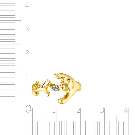 Позолоченное серебряное кольцо с фианитом Кошка