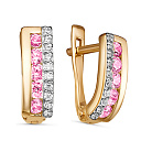 Серьги с английским замком из красного золота с фианитами