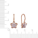 Серьги с французским замком из красного золота с фианитом