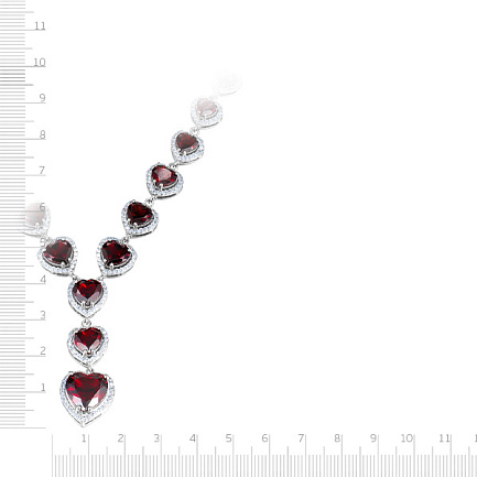 Колье из серебра с гранатом, фианитом