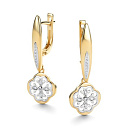 Серьги с английским замком из желтого золота с бриллиантами