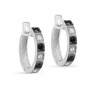 Серьги с английским замком из белого золота с сапфиром