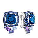 Серьги из белого золота с аметистами, сапфирами