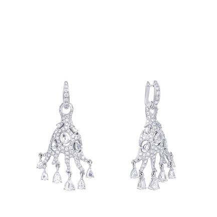 Серьги с английским замком из белого золота с бриллиантами