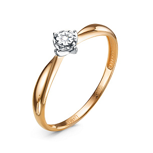 Кольцо из красного золота с бриллиантом