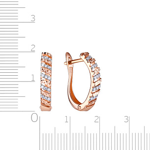 Серьги с английским замком из красного золота с фианитом