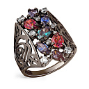 Кольцо из серебра с алпанитами, фианитом