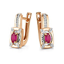 Серьги с английским замком из красного золота с бриллиантами