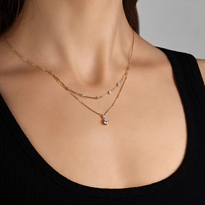 Колье из желтого золота с фианитом