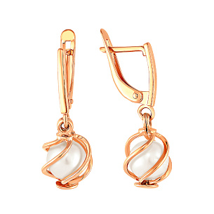 Серьги из красного золота с жемчугом