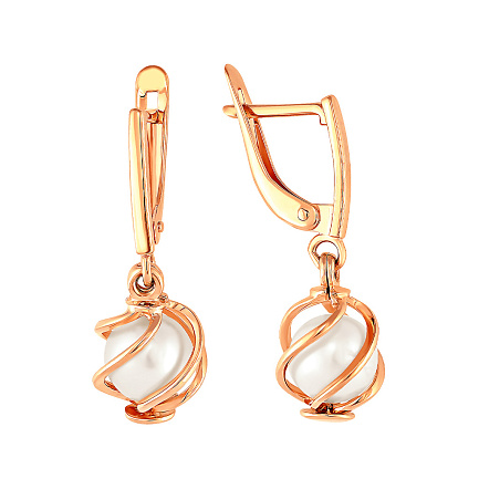 Серьги из красного золота с жемчугом