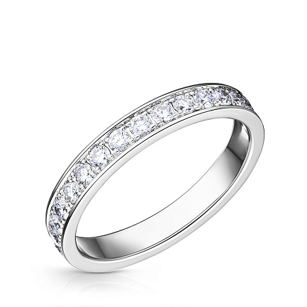 Кольцо обручальное из белого золота с бриллиантами