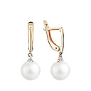 Серьги с английским замком из красного золота с жемчугом