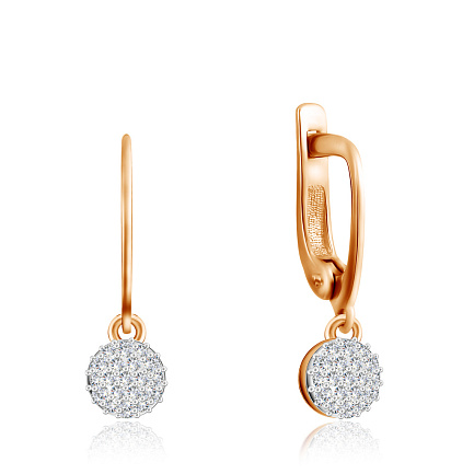 Серьги из красного золота с фианитом