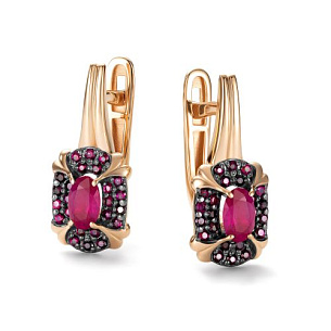 Серьги с английским замком из красного золота с рубином