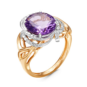 Кольцо из комбинированного золота с бриллиантом