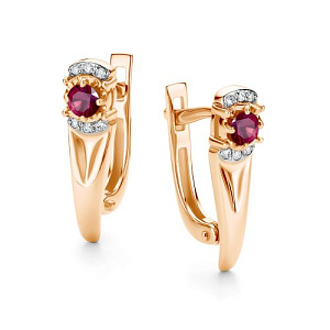 Серьги с английским замком из красного золота с бриллиантами