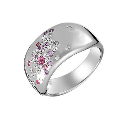 Кольцо из серебра с корундами, фианитами