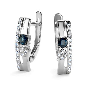 Серьги с английским замком из белого золота с бриллиантами