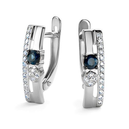 Серьги с английским замком из белого золота с бриллиантами