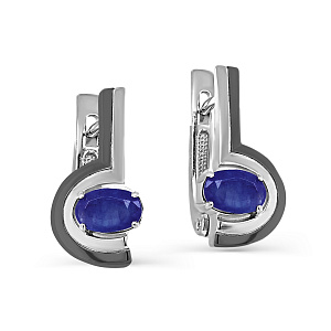 Серьги с английским замком из серебра с сапфирами