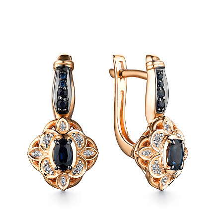 Серьги с английским замком из красного золота с бриллиантами