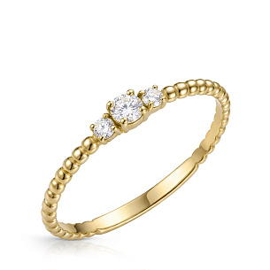 Кольцо из желтого золота с фианитом