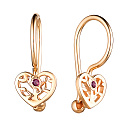 Серьги детские из красного золота с рубинами