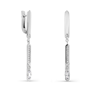 Серьги с английским замком из серебра с фианитами