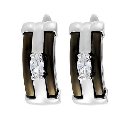 Серьги с английским замком из серебра с керамикой