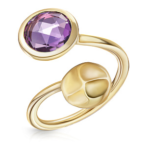Кольцо из желтого золота с аметистом