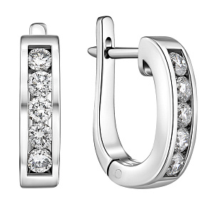 Серьги с английским замком из белого золота с бриллиантами