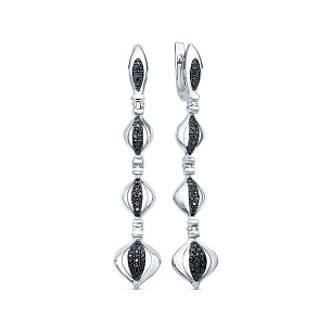 Серьги с английским замком из белого золота с бриллиантом