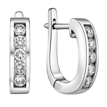 Серьги с английским замком из белого золота с бриллиантами