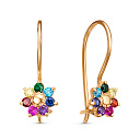 Серьги с французским замком из красного золота с фианитами