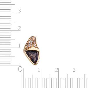 Подвеска из желтого золота с бриллиантами, кварцем