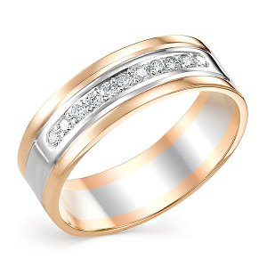 Кольцо обручальное из комбинированного золота