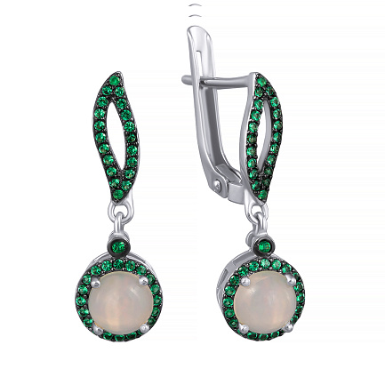 Серьги с английским замком из серебра с опалом