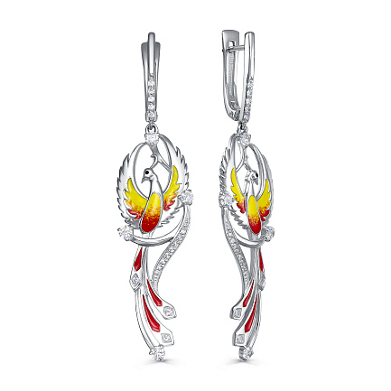 Серьги с английским замком из серебра с фианитами