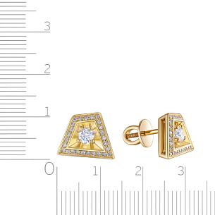 Серьги Пусеты из желтого золота с бриллиантами