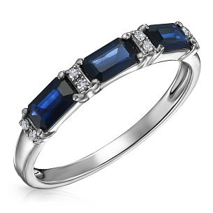 Кольцо из белого золота с сапфирами, бриллиантами