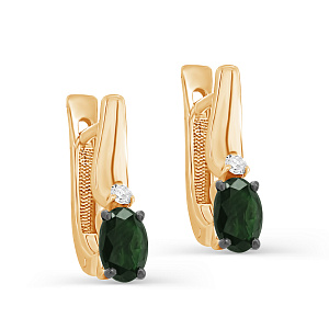 Серьги с английским замком из красного золота с бриллиантами