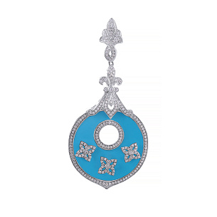 Подвеска из серебра с бирюзой, фианитом