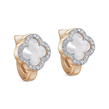 Серьги с английским замком из красного золота с бриллиантами