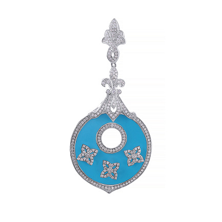 Подвеска из серебра с бирюзой, фианитом